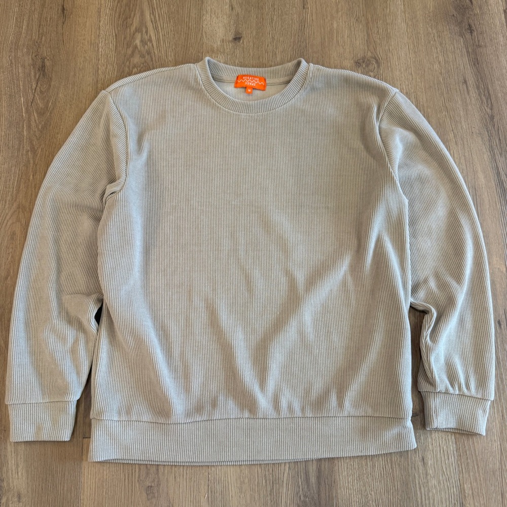 Negative‎ Space Ribbed Knit Sweatshirt Light Gray Crew Neck Pullover Size Medium
